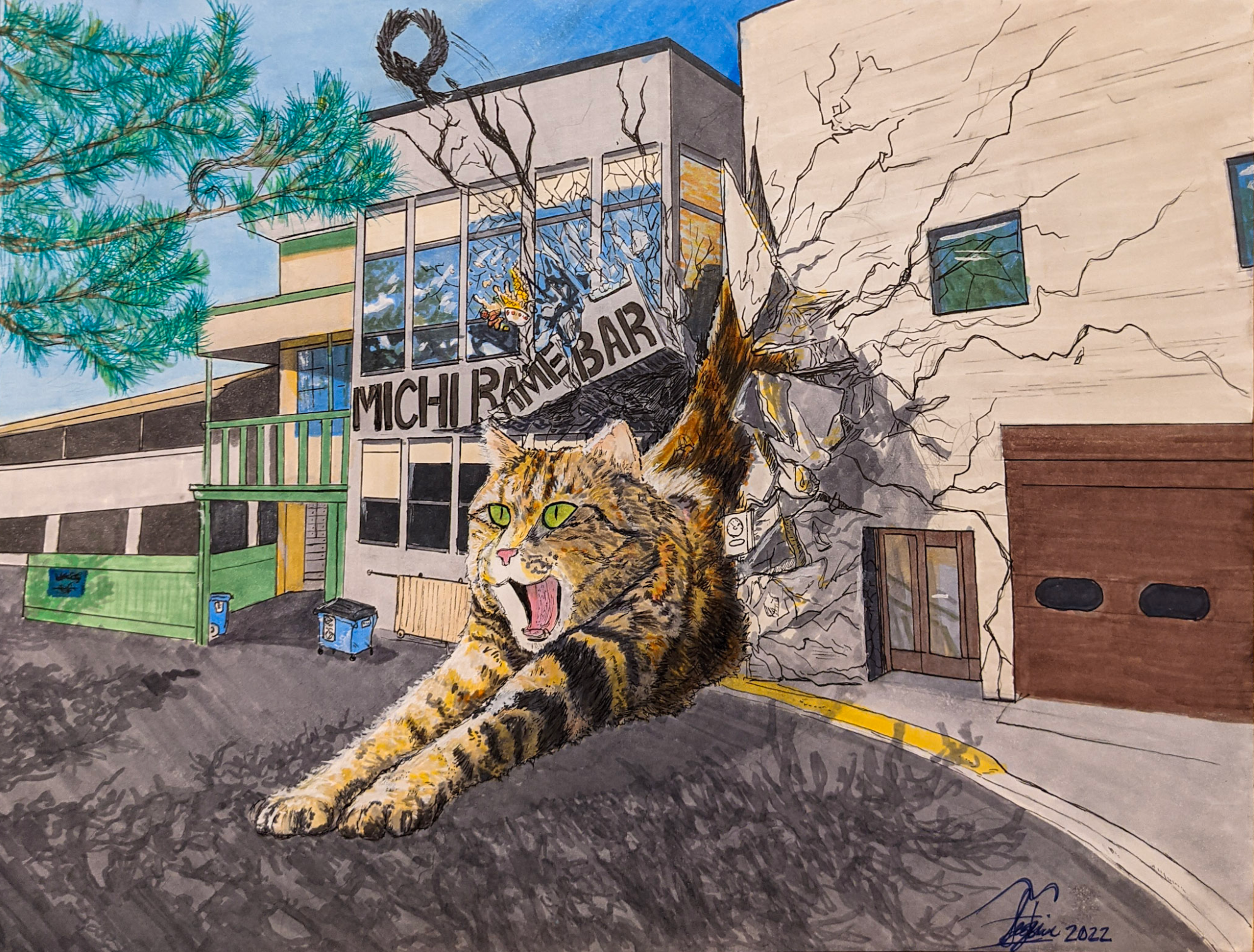 Michi Ramen Cat Print